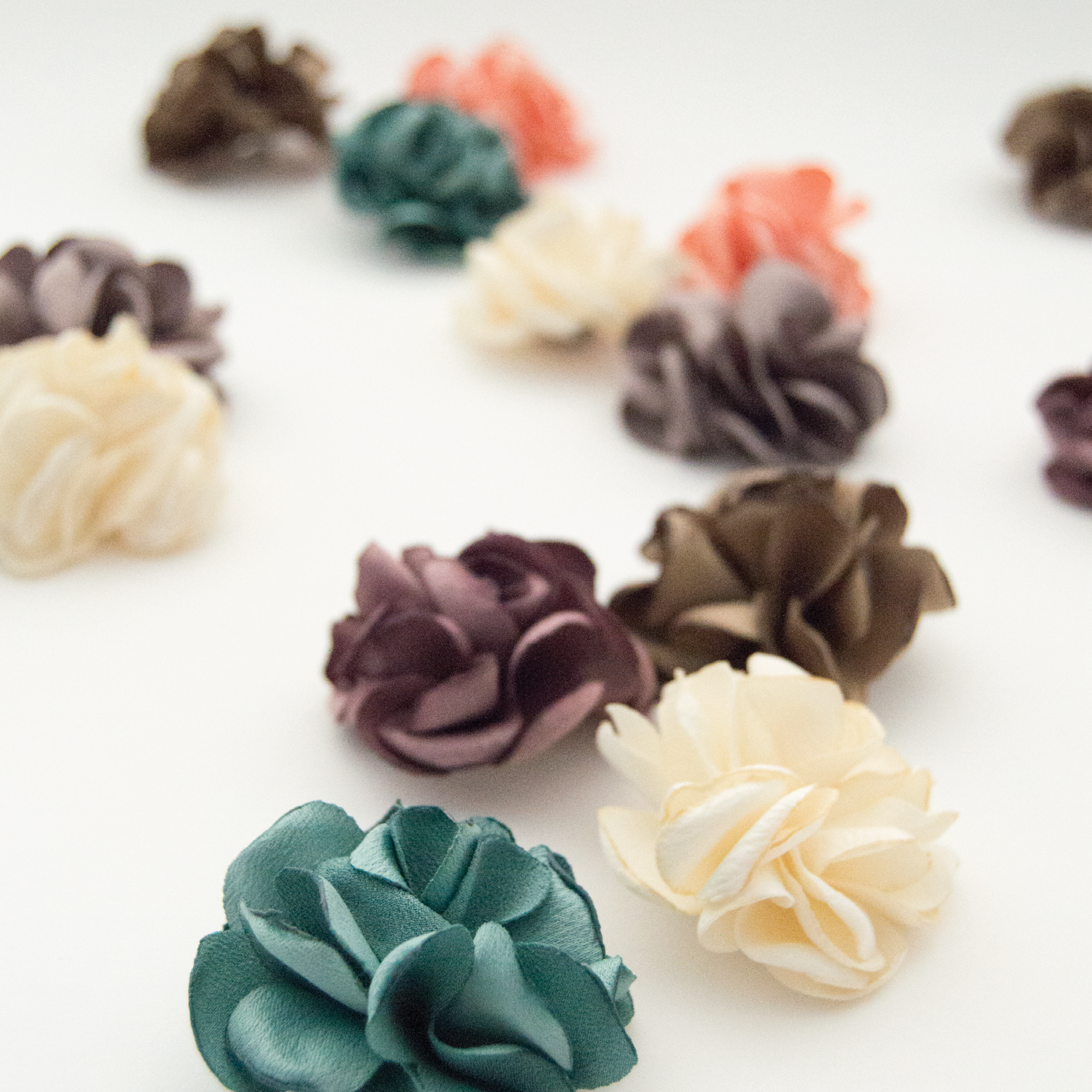 Satin Rosette Set - Dusty Teal