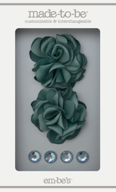 Satin Rosette Set - Dusty Teal